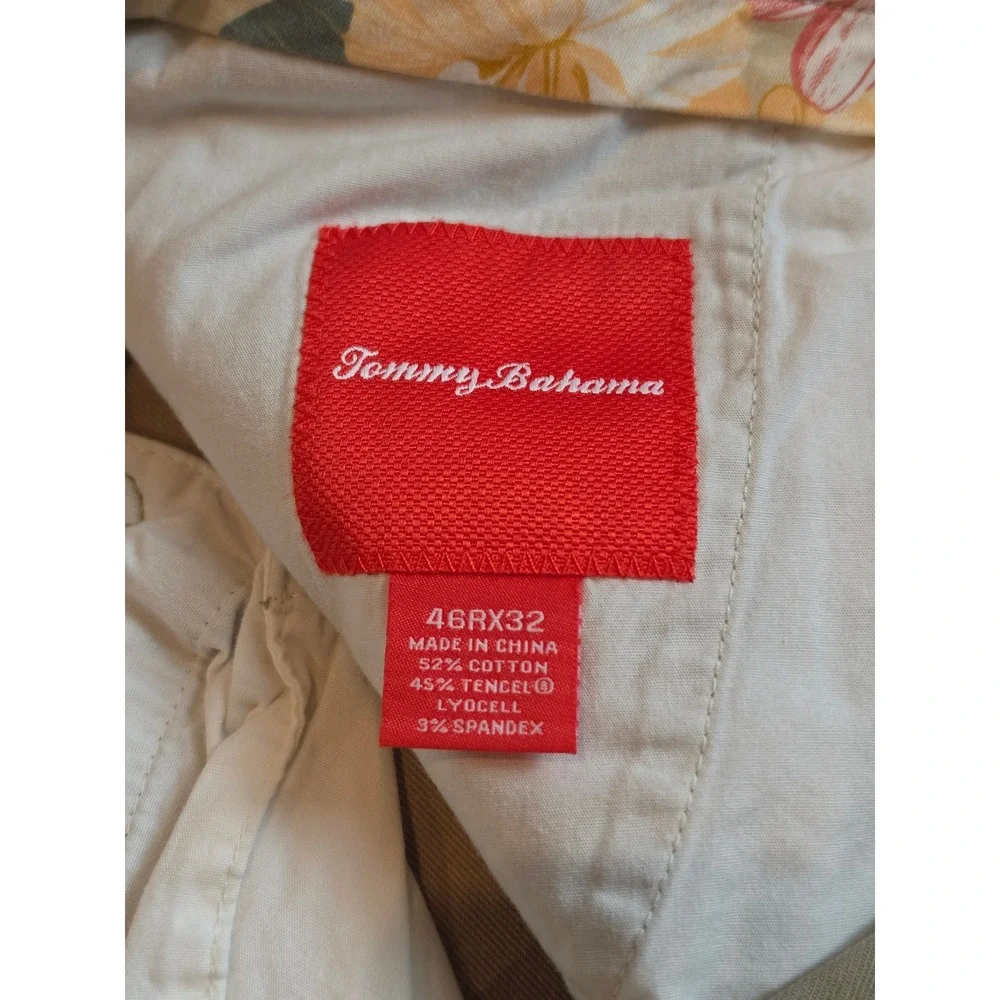 Tommy Bahama Boracay Chino Pants Mens 46x32 Khaki Tan Cotton Tencel Stretch